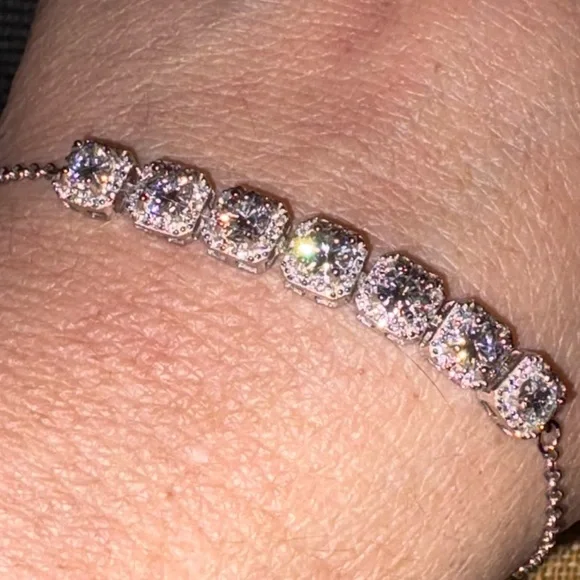 Hard to Find Solid Sterling Silver 2.1 Carat Moissanite Bracelet - Picture 5 of 7